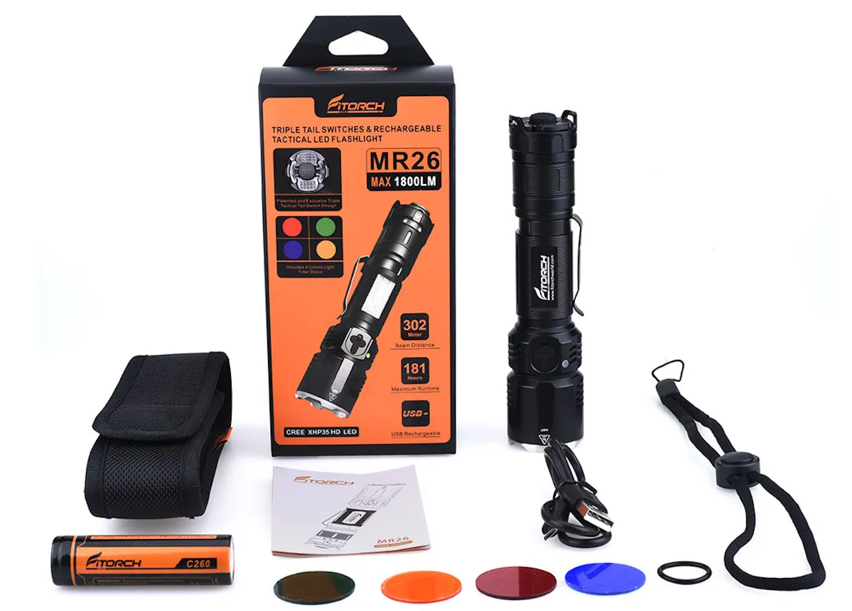 Фонарь FiTorch MR26 тактический с набором фильтров